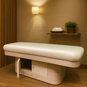 Wooden Construction Finished with Interior Film Laminate Massage Bed with Cupboard (TMT13)