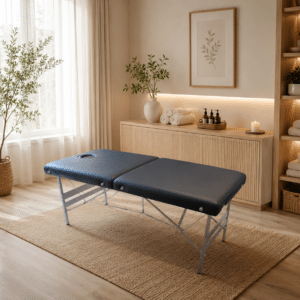Fixed Height Aluminium Leg Portable Massage Bed with a Face Hole on the Mattress (PMT2)